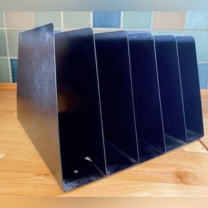 VTG MCM METAL VERTICAL DESK FILE FOLDER DESK OR WALL MOUNT 5 SLOT INDUSTRIAL EUC